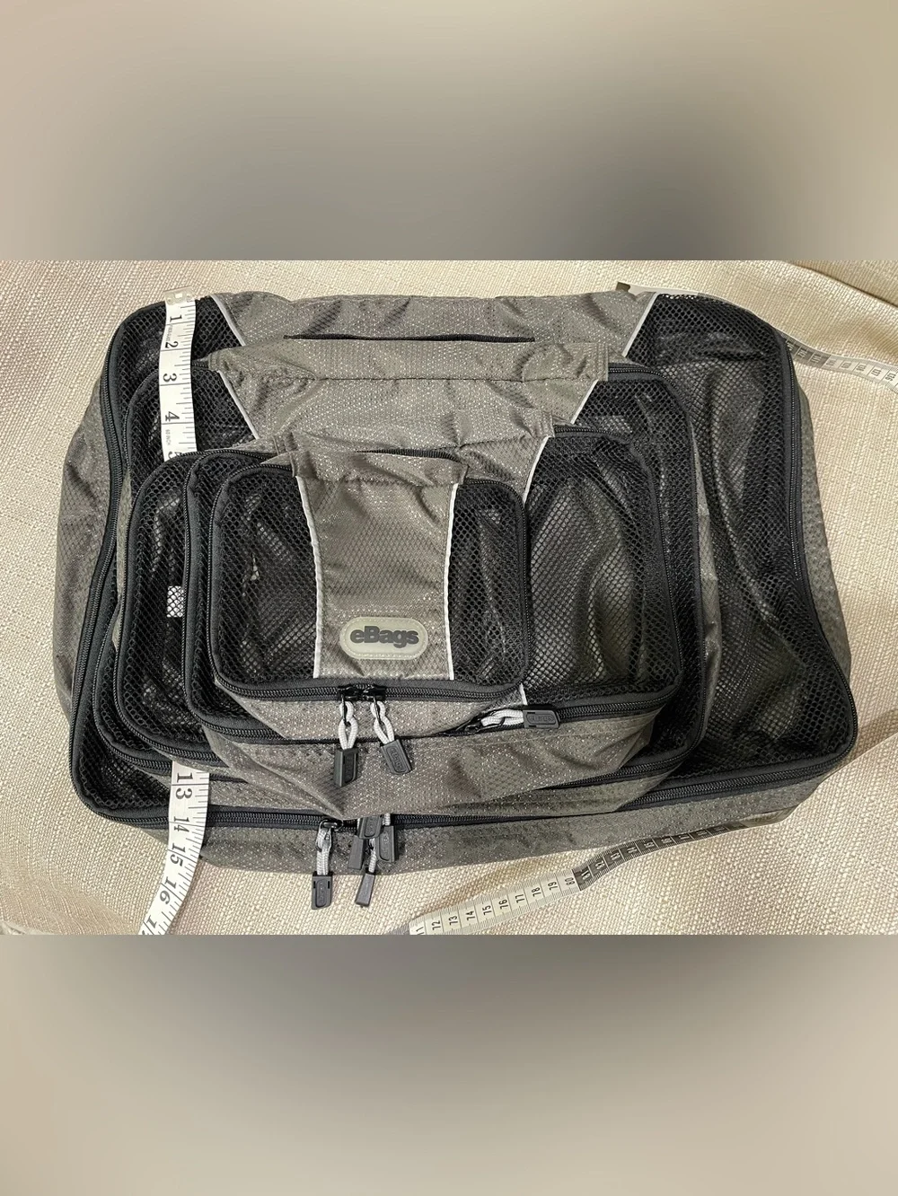 eBags Gray/Black Travel Packing Cube Set — 5-Piece Travel Organizer